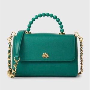 Lele Sadoughi Green Crossbody Bag with Gold Chain